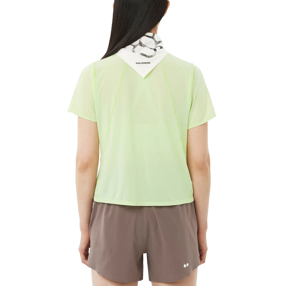 Salomon Shkout Air Cropp short sleeve Tee Tops in Green Color