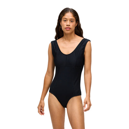 Seea Womens Adi one piece Compress Rib Swimsuits in Black Color