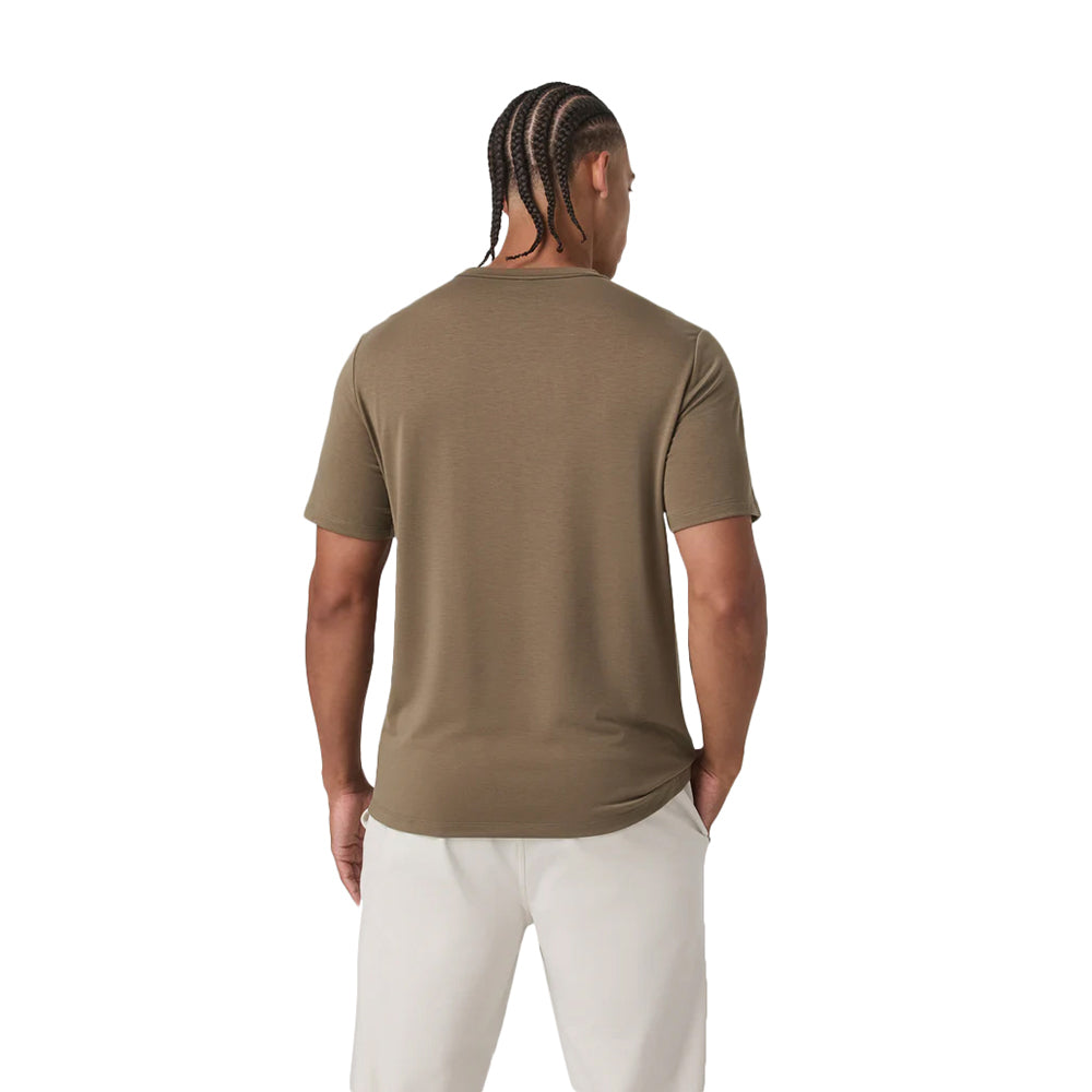 Vuori Current Tech Tee Tops in Brown Color