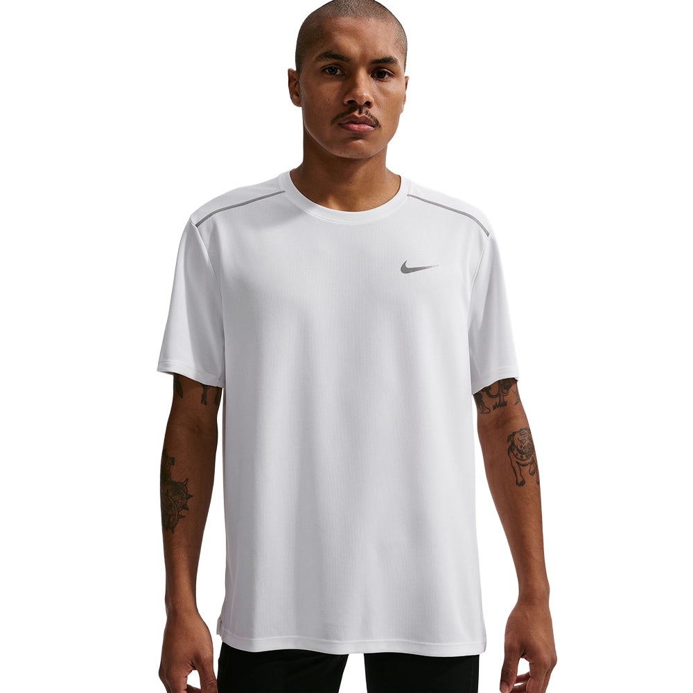 Nike M Miler Df UV Ss Run Top in White Color