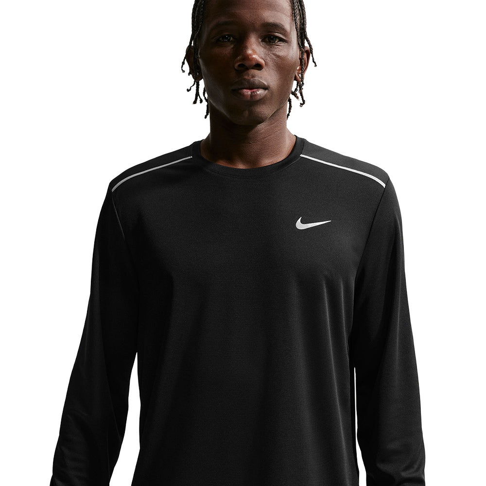 Nike M Miler Df UV Ls Run Top in Black Color