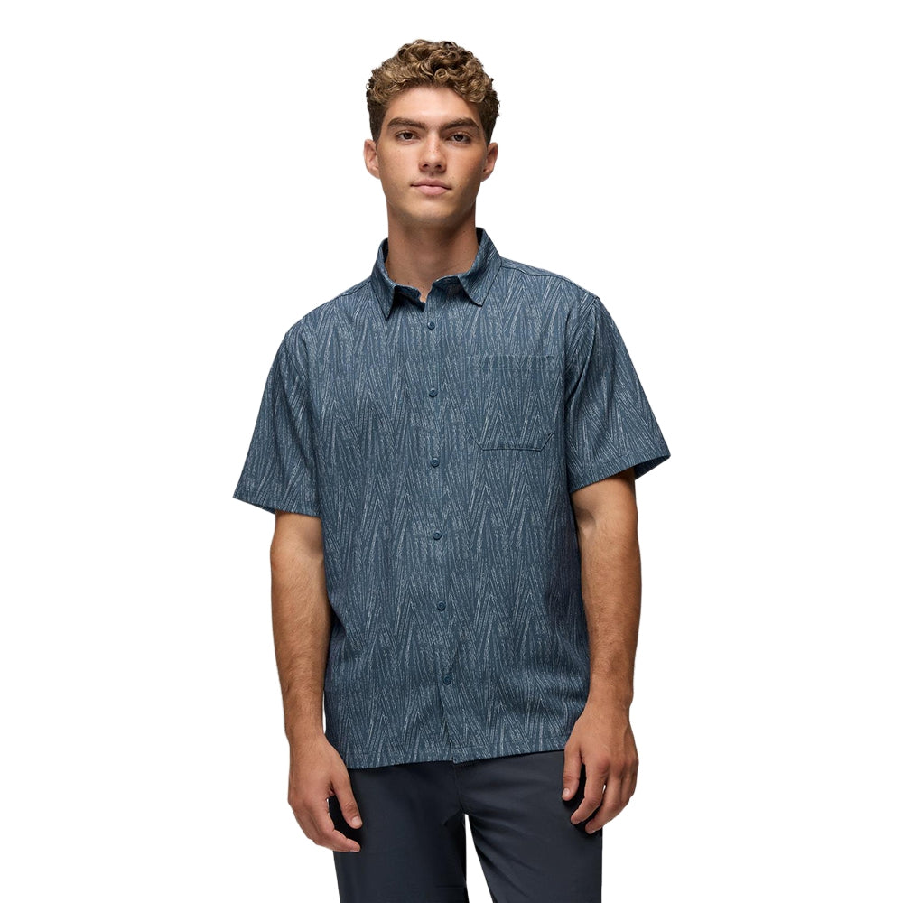 Prana Hybridizer short sleeve Shirt Tops in Blue Color