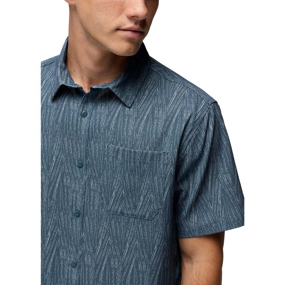 Prana Hybridizer short sleeve Shirt Tops in Blue Color