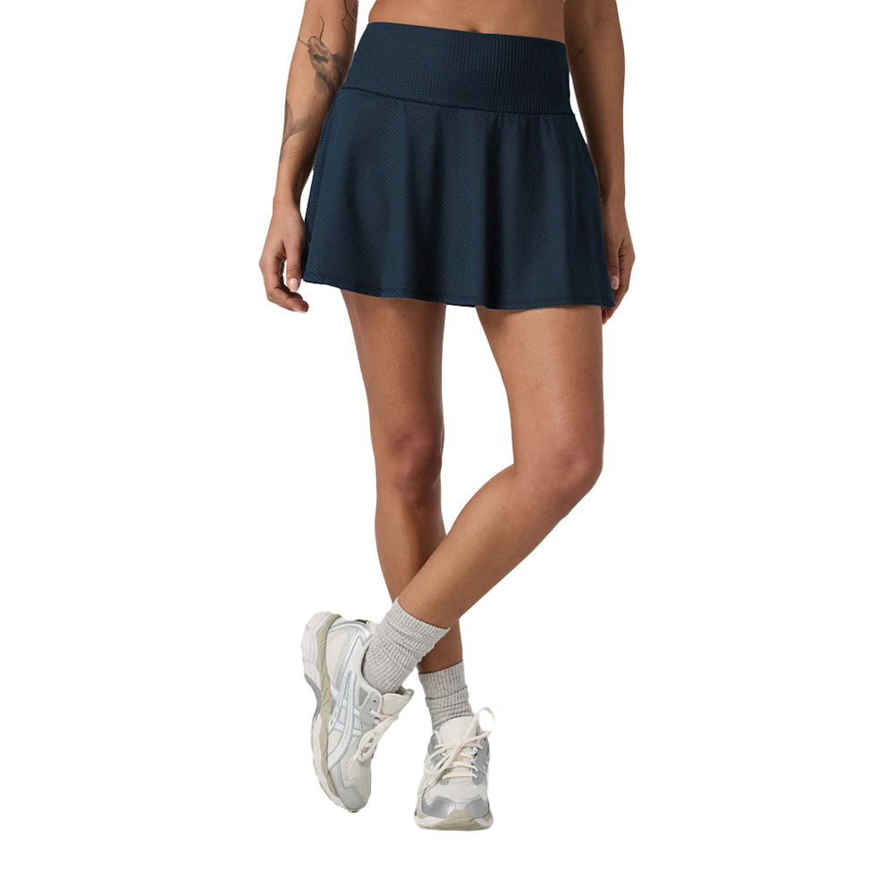 Vuori Baseline Gingham Skirt in Blue Color