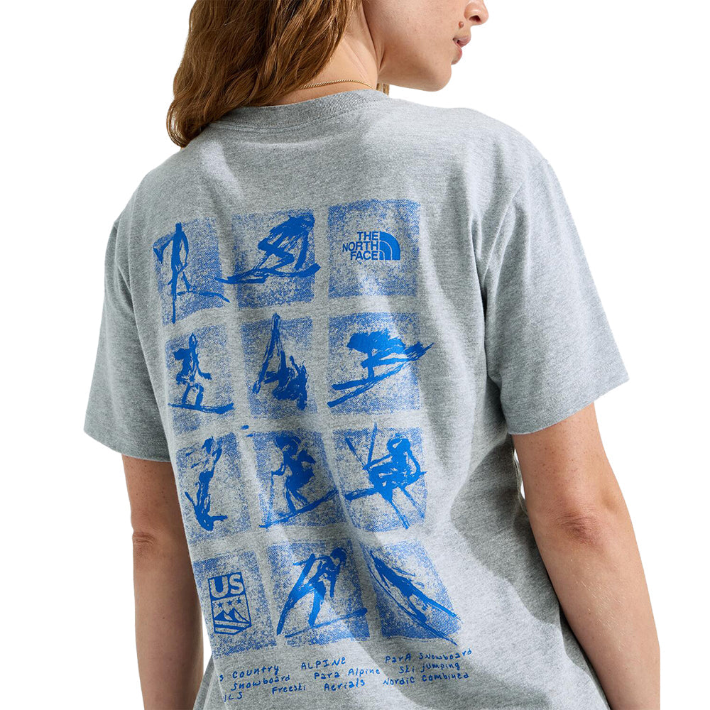 The North Face W Tnf Essential S/S Tee Tops in Grey Color