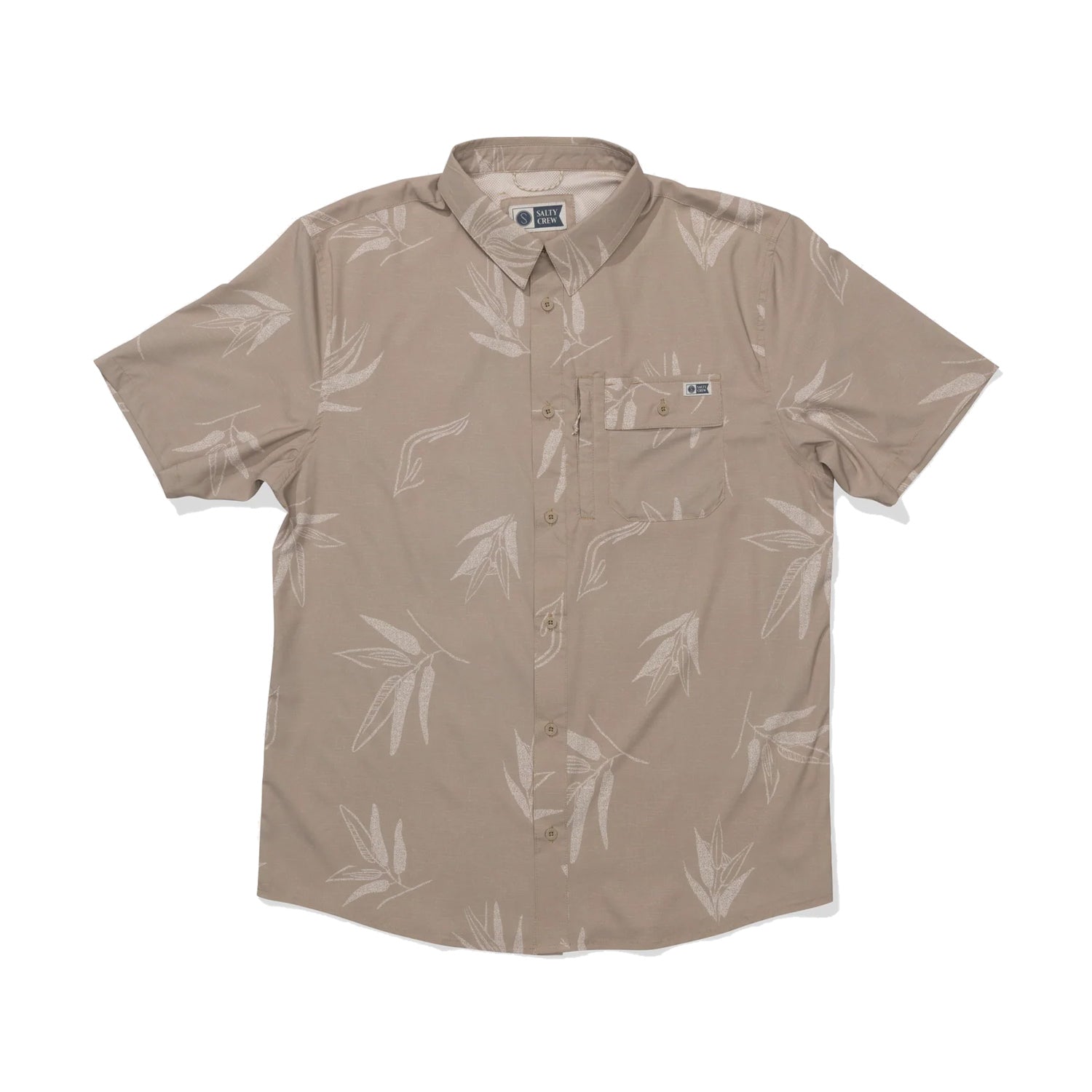 Salty Crew Flagship UV Button Up Tops in Khaki Color