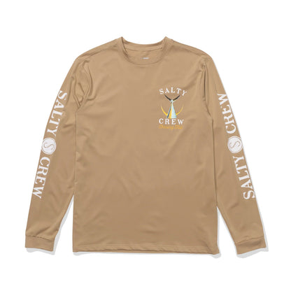 Salty Crew Tailed Ls Snshirt Swimsuits in Khaki Color