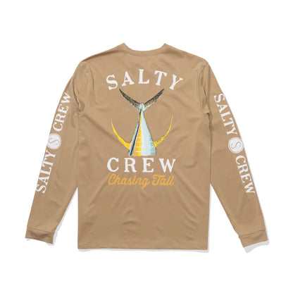 Salty Crew Tailed Ls Snshirt Swimsuits in Khaki Color