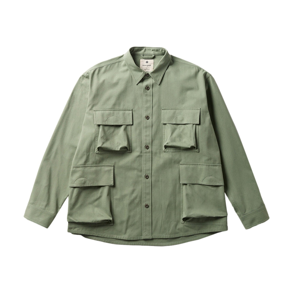 Snow Peak Takibi Herringbone Shirt Midlayer in Green Color