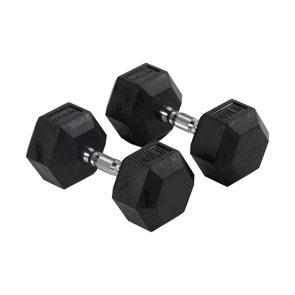 40 LB RUBBER DUMBBELLS | BLACK