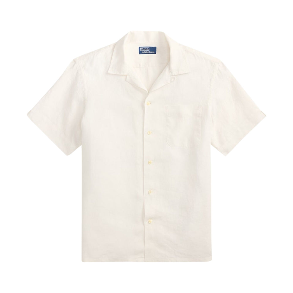 Polo Ralph Lauren S/S Slubby Linen Shirt Tops in White Color