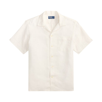Polo Ralph Lauren S/S Slubby Linen Shirt Tops in White Color