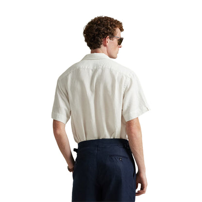 Polo Ralph Lauren S/S Slubby Linen Shirt Tops in White Color