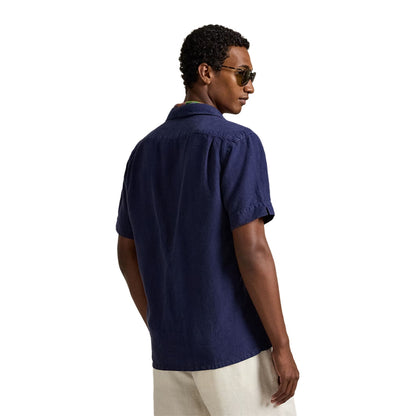 Polo Ralph Lauren S/S Slubby Linen Shirt Tops in Blue Color