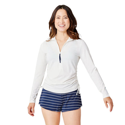 Carve Designs Cruz Rashguard Swimsuits in White Color