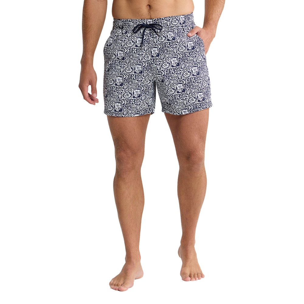 Fair Harbor Bungalow Trunk 5 In Print Swimsuits in Blue Color