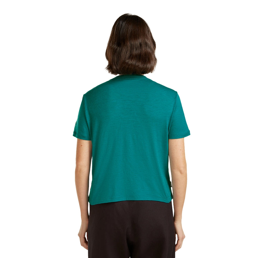 Icebreaker W 150 Tl Crop Tee Tops in Green Color