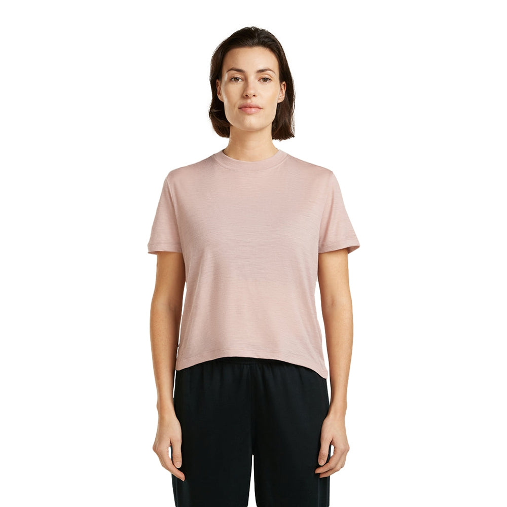 Icebreaker W 150 Tl Crop Tee Tops in Pink Color