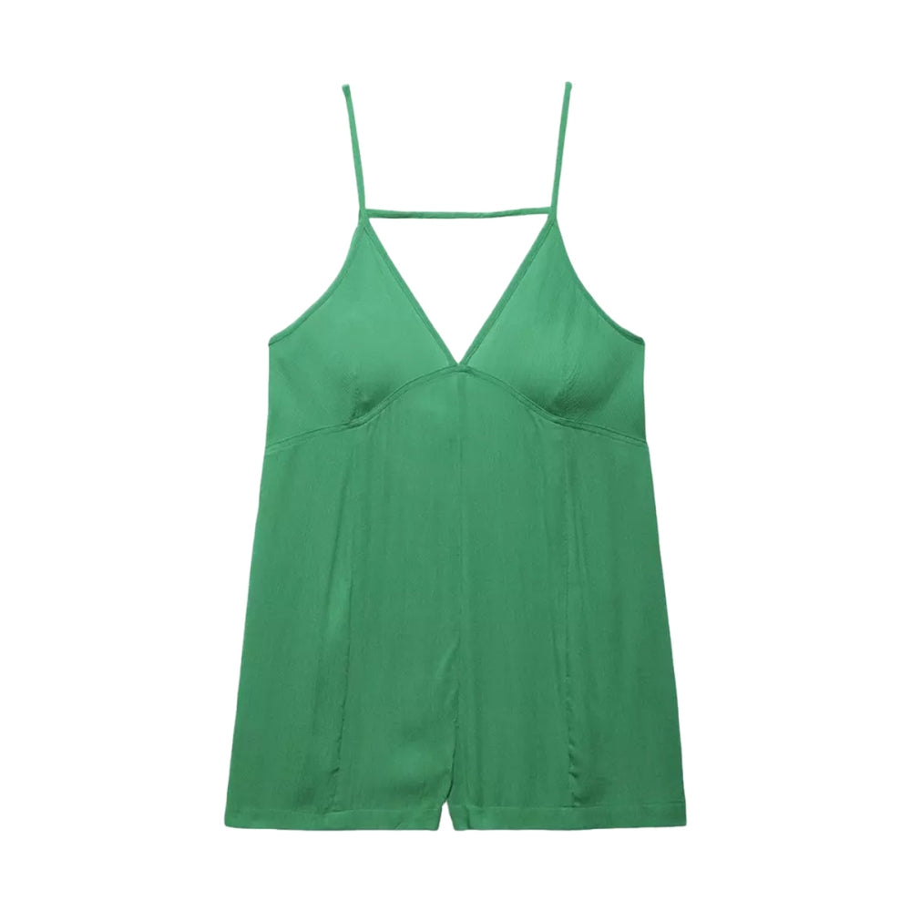 Prana Fernie V-Neck Romper Dresses in Green Color
