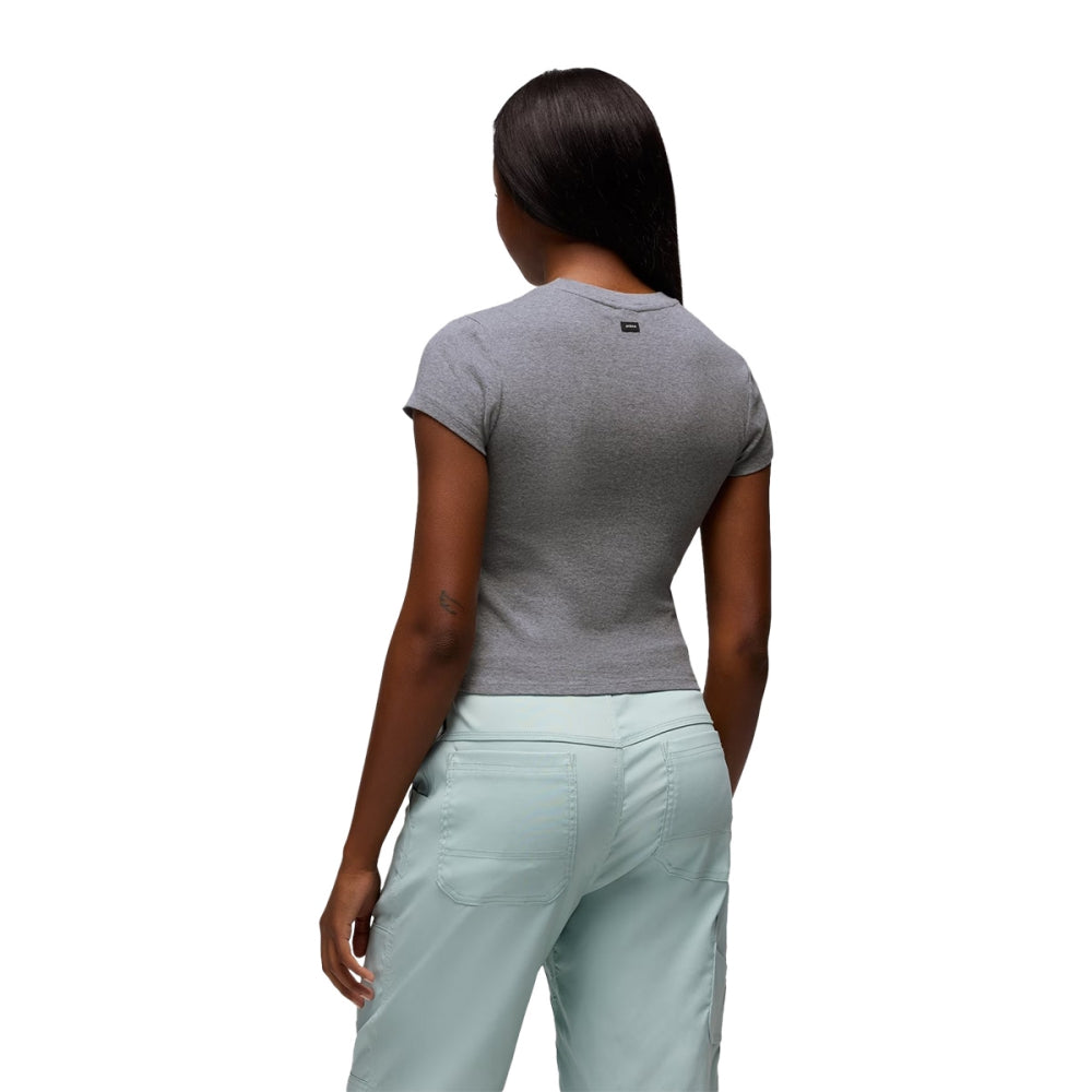 Prana Lotus Short Sleeve Tee Tops in Grey Color