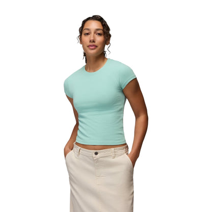 Prana Lotus Short Sleeve Tee Tops in Blue Color