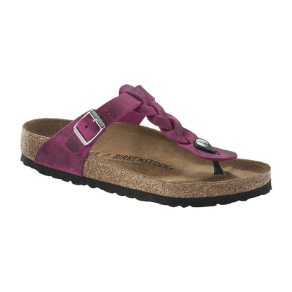 Birkenstock Gizeh Braided Oiled Fest Sandals in Purple Color