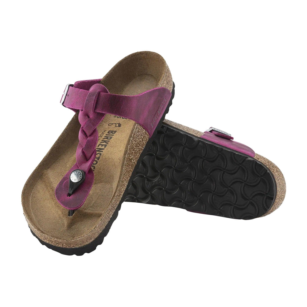 Birkenstock Gizeh Braided Oiled Fest Sandals in Purple Color
