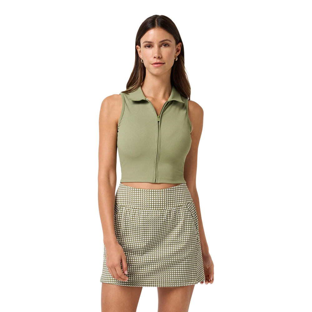 Travis Matthew Moveknit Rib SL Zip Polo Tops in Green Color