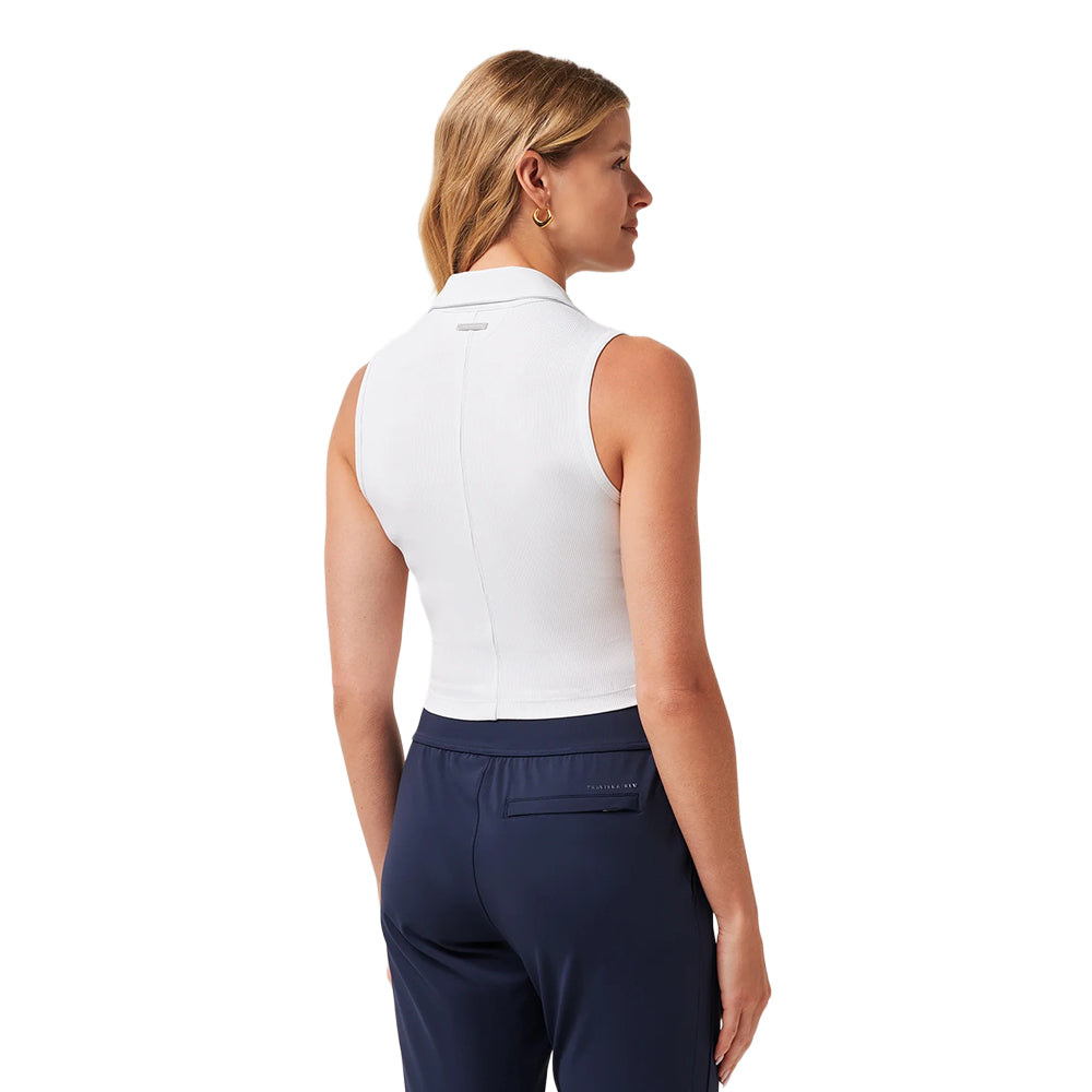Travis Matthew Moveknit Rib SL Zip Polo Tops in White Color