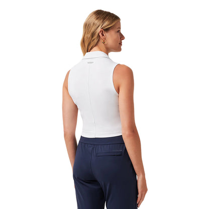 Travis Matthew Moveknit Rib SL Zip Polo Tops in White Color