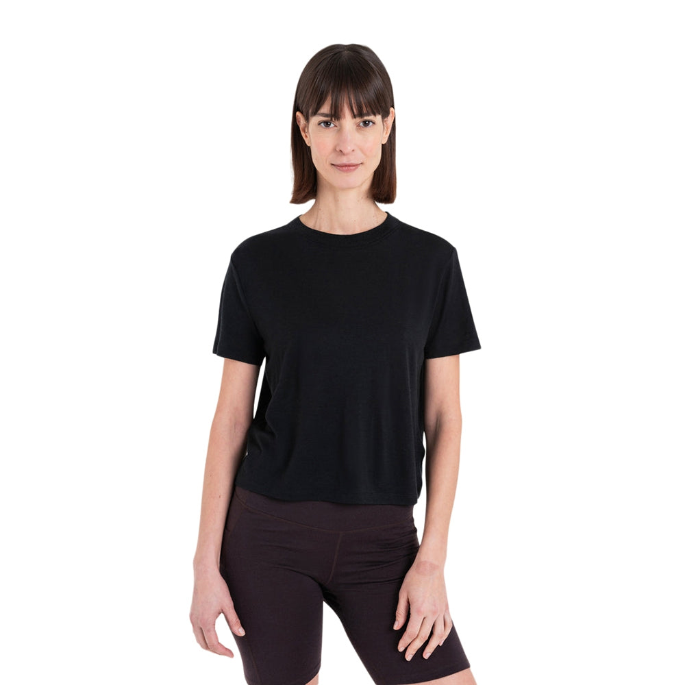 Icebreaker W 150 Tl Crop Tee Tops in Black Color