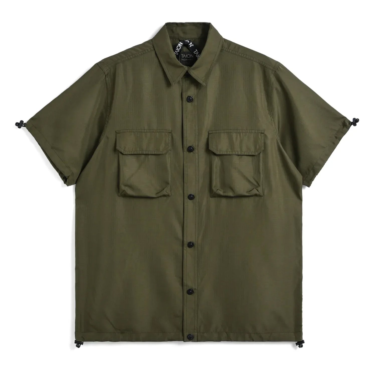 Taion M short sleeve Button Up Tops in Green Color
