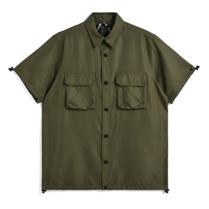 Taion M short sleeve Button Up Tops in Green Color