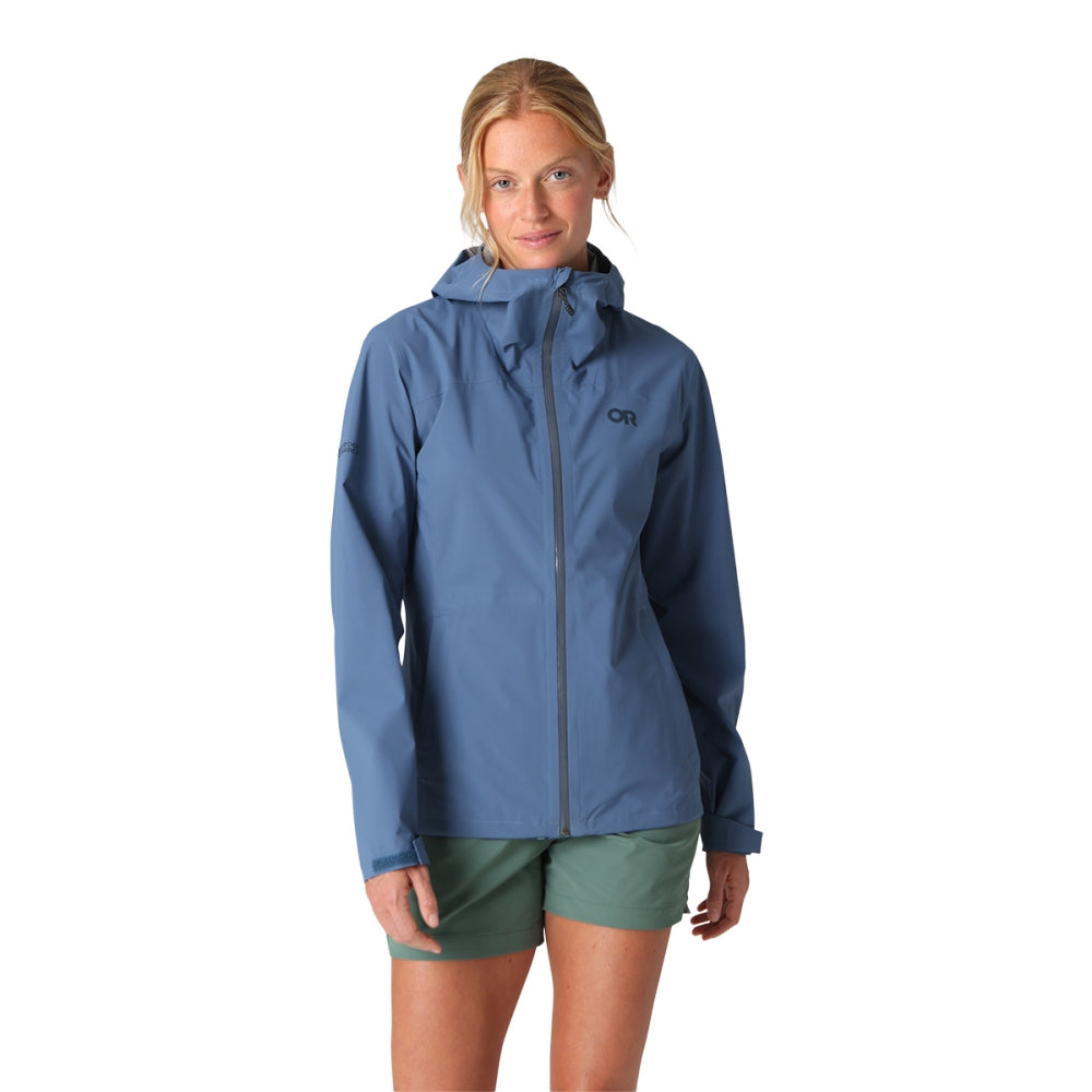 Outdoor Research W Stratoburst Rain Jktst Shells in Blue Color