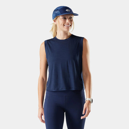 Smartwool W Active Ul Crop Tank Tops in Blue Color