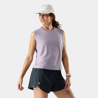 Smartwool W Active Ul Crop Tank Tops in Purple Color