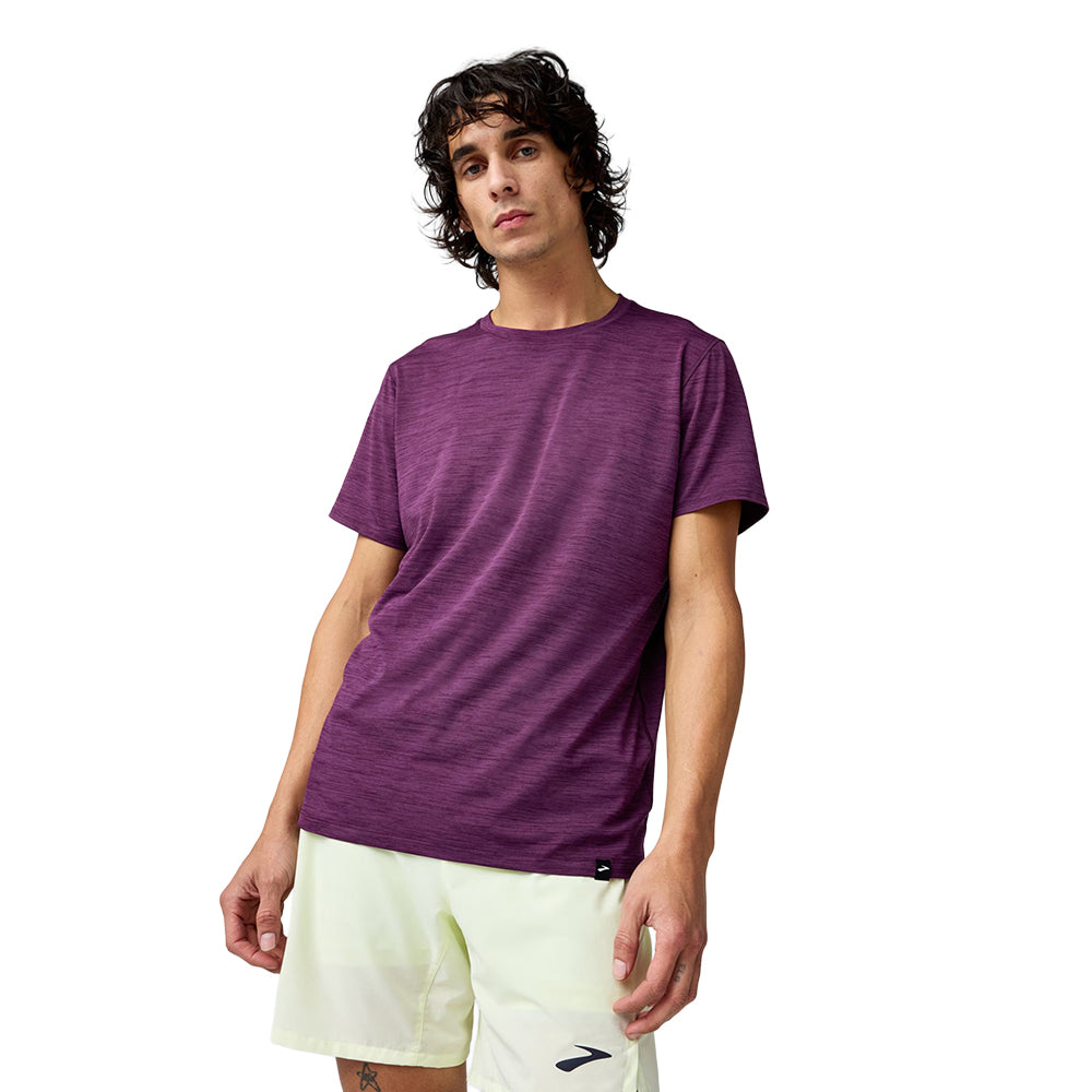 Brooks Luxe Short Sleeve Tops in Purple Color
