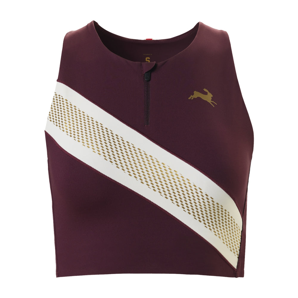 Tracksmith Strata Crop Top Sports Bras in Red Color