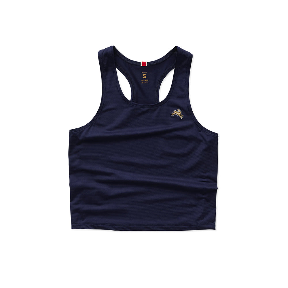 Tracksmith Twilight Crop Tank Tops in Blue Color
