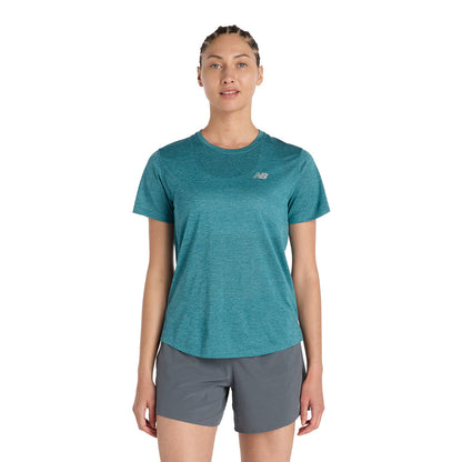 New Balance W Athletics T-Shirt Tops in Green Color