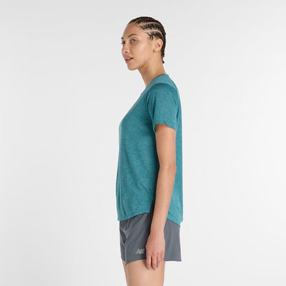 New Balance W Athletics T-Shirt Tops in Green Color