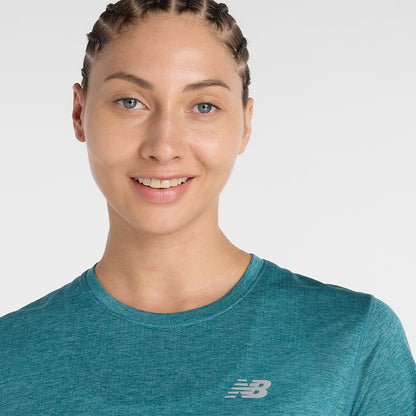 New Balance W Athletics T-Shirt Tops in Green Color