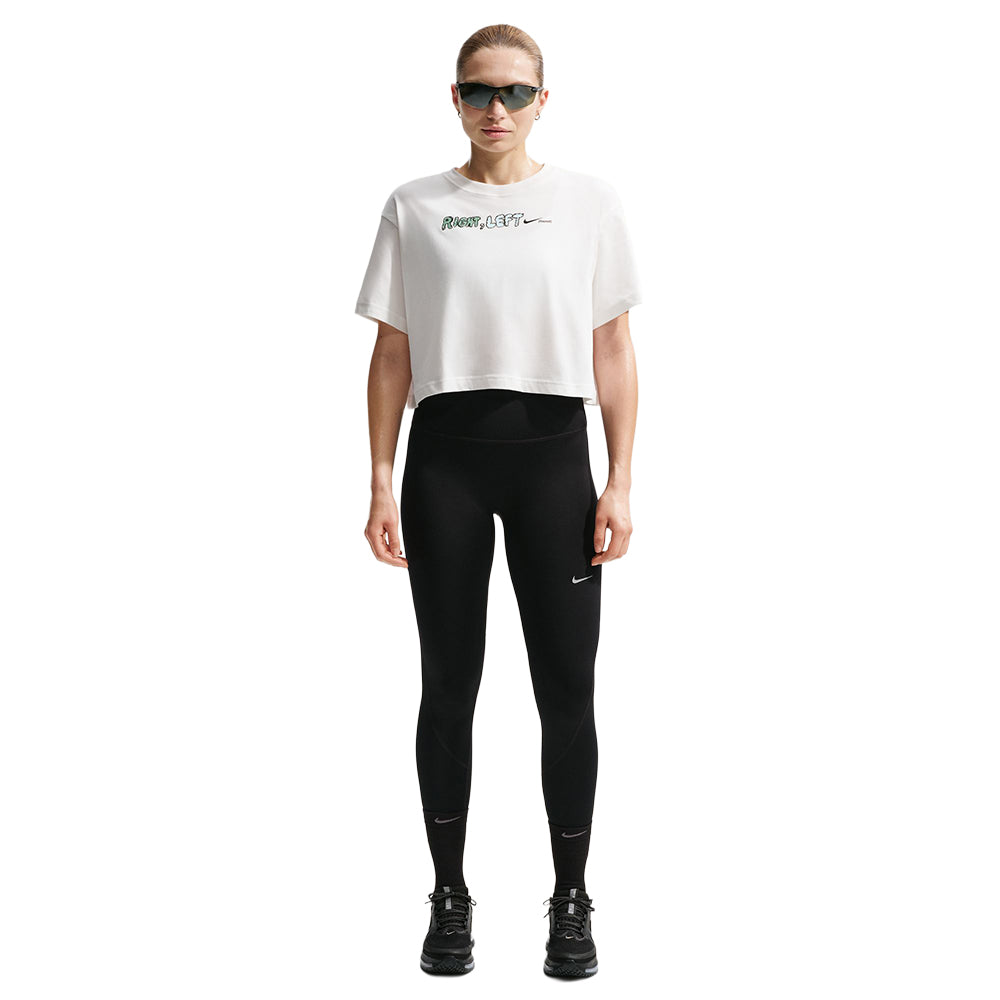 Nike W Move Df short sleeve Cropped Run Tops in White Color