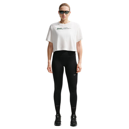 Nike W Move Df short sleeve Cropped Run Tops in White Color