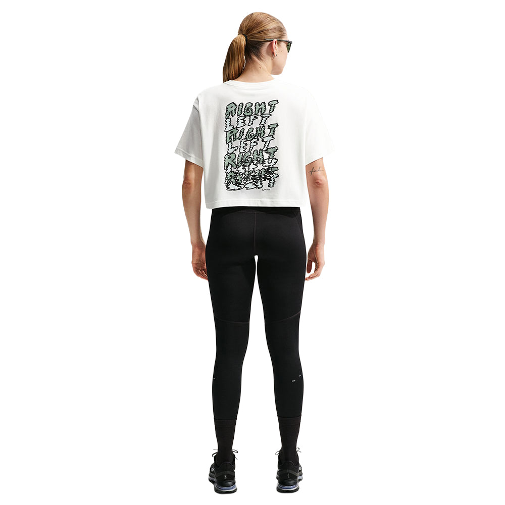 Nike W Move Df short sleeve Cropped Run Tops in White Color