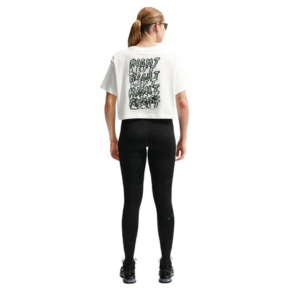 Nike W Move Df short sleeve Cropped Run Tops in White Color