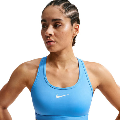Nike Swoosh Medium Support Sports Bras in Blue Color