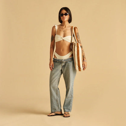 Slowtide Cabana Terry Tote Bags in Brown Color