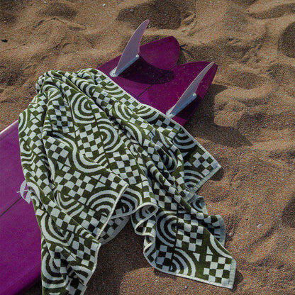 Slowtide Coco Rainbow Woven Towel in Green Color