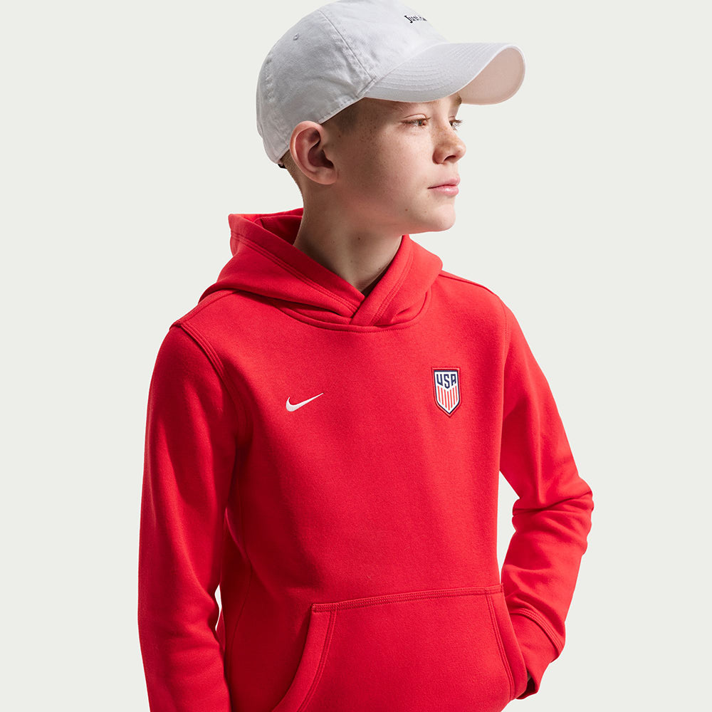 Nike Usmnt Pu Hoodie Fan Apparel in Red Color